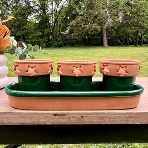 Vintage Star Green Planters | Garden Flower Pots | Made In Italy | Set of 4